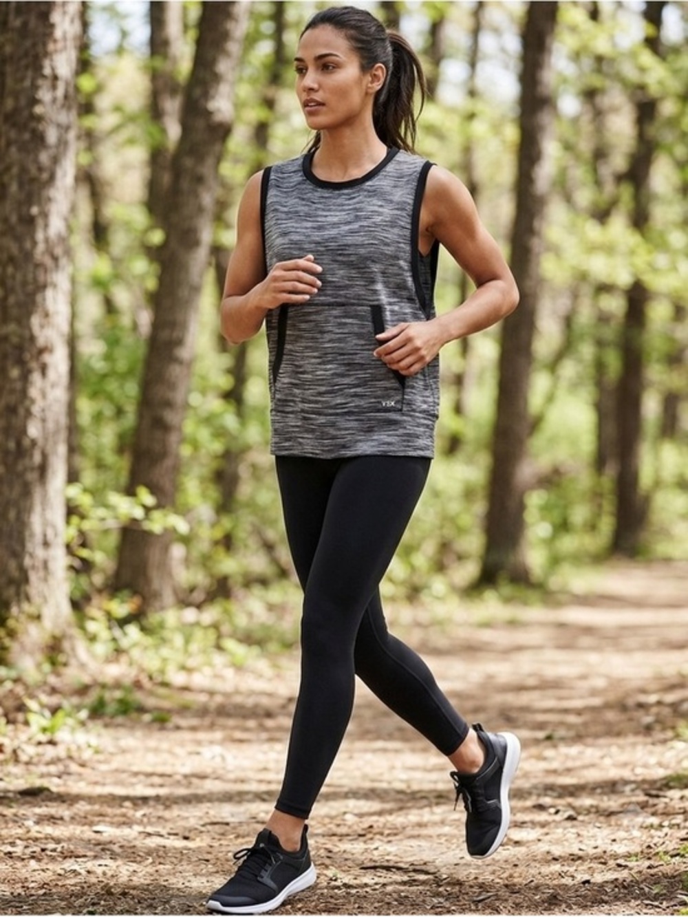 Victoria Secret VSX Sport Womens Small Black Gray Cut Out Active Tank Top S